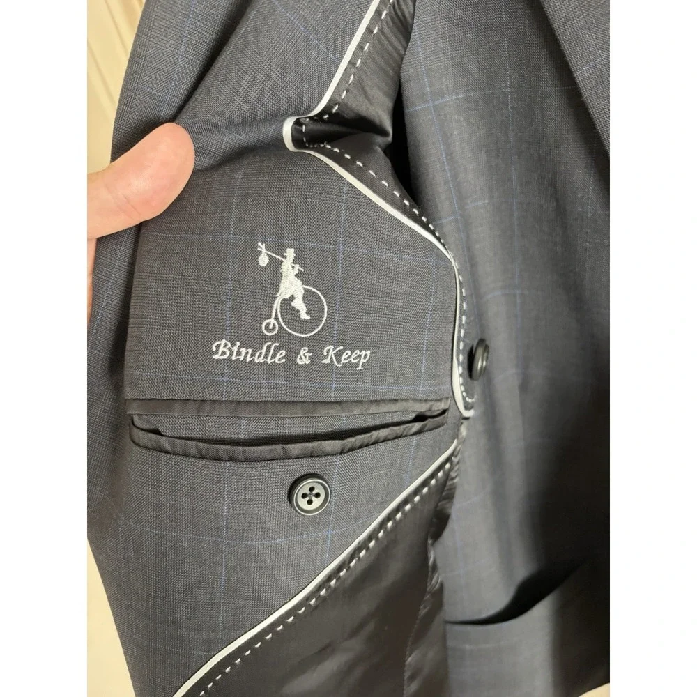 Bindle & Keep Custom Bespoke Wool Navy 3-Piece Suit, Extra Vest,